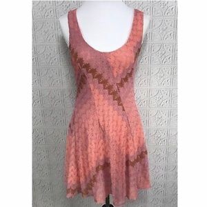 Free People Fit&Flare Sun Dress- Boho crochet pink